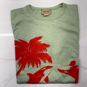 Gucci Green T-Shirt with Red Graphic